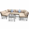 Ensemble Family - Canapé d'angle modulable 3 places + table basse en acier et polyester