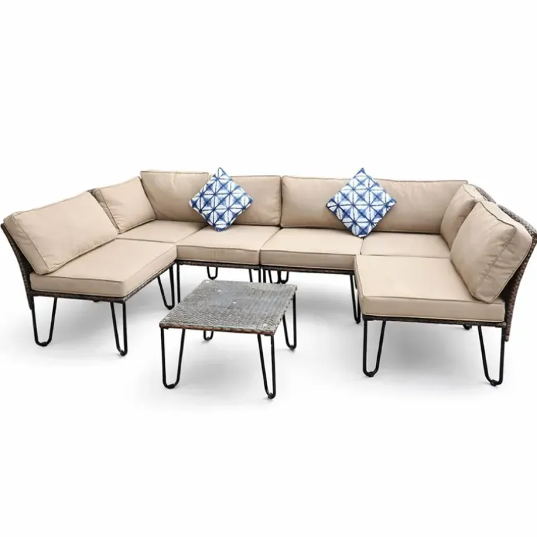 Ensemble Family - Canapé d'angle modulable 3 places + table basse en acier et polyester