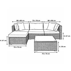 Ensemble Modulo - Canapé d'angle extérieur modulable avec table basse