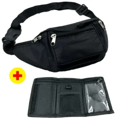 Ensemble portefeuille sac banane polyester noir 290x100x60mm