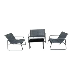 Ensemble Relax Salon de Jardin 4 Pièces en Acier et Textilène