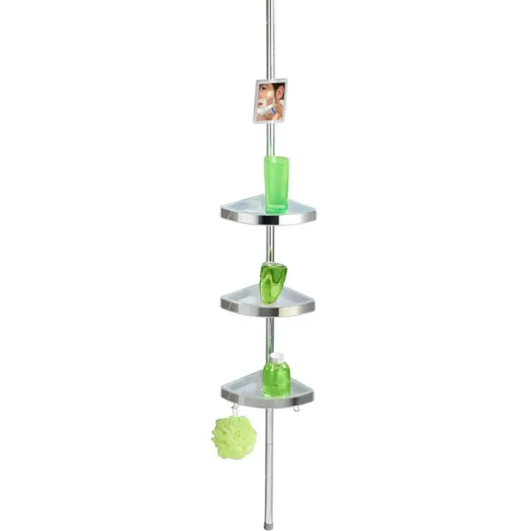 Etagère de douche télescopique acier inoxydable 3 tablettes d'angle