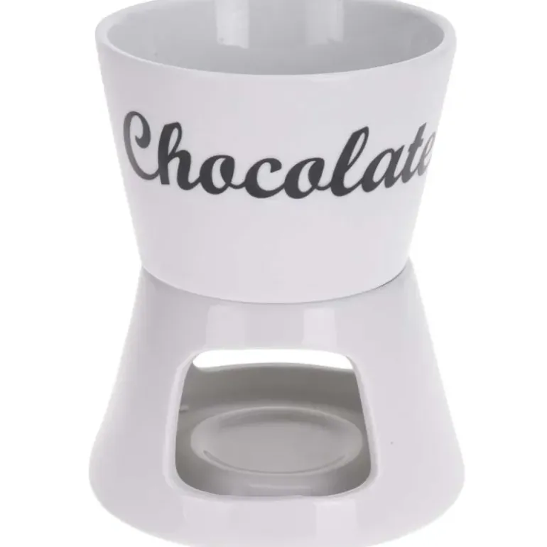 Fondue chocolat porcelaine 12x12x15cm avec 2 fourchettes inox