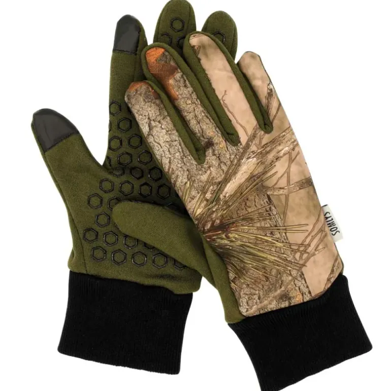 Gants anti-glisse déperlant polyester camo forest kaki 8 et 9