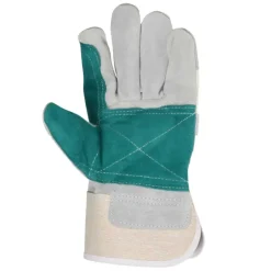 Gants de travail cuir fendu vache double paume coton T10