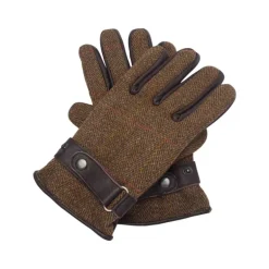 Gants Walker and Hawkes Brookmore Marron Cuir Tweed