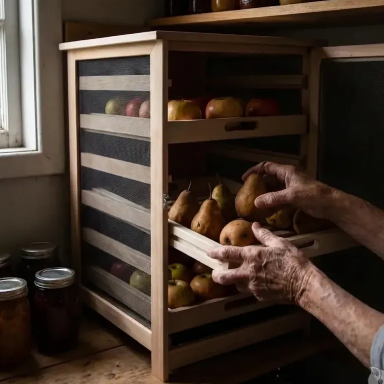 Garde manger en bois pour fruits et légumes largeur 50 cm