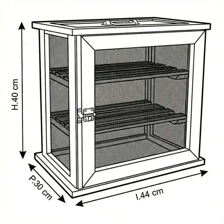 Garde manger en hêtre pour fruits et légumes hauteur 40 cm