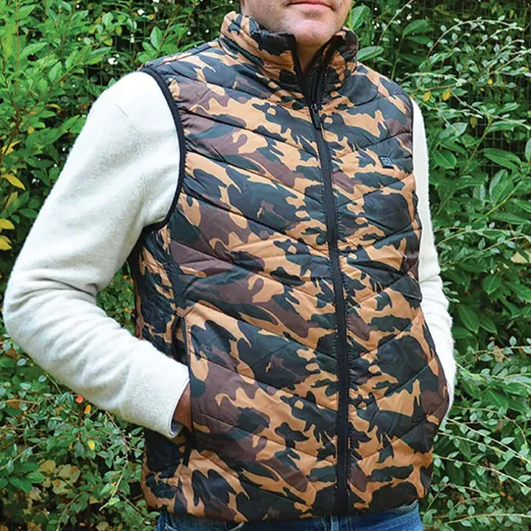Gilet chauffant fibre polyester et carbone camo CE M à 3XL