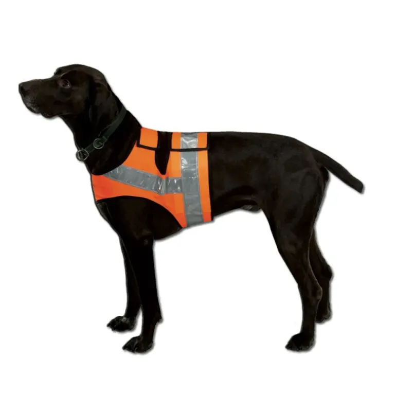 Gilet orange fluo bande réfléchissantes pour chien 3 tailles