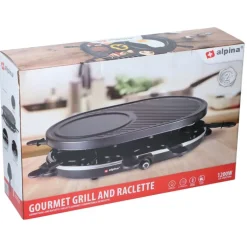 Grill et Raclette Alpina Gourmet 8 personnes 1200W 47x12x32cm