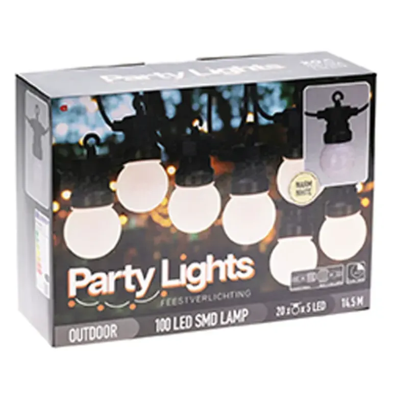 Guirlande lumineuse 20 boules blanche - 14,5 m