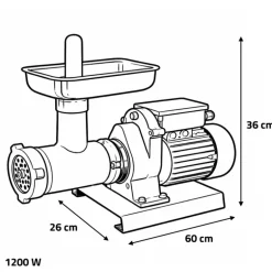 Hachoir Professionnel Moteur Étanche Monophasé Induction 1200W