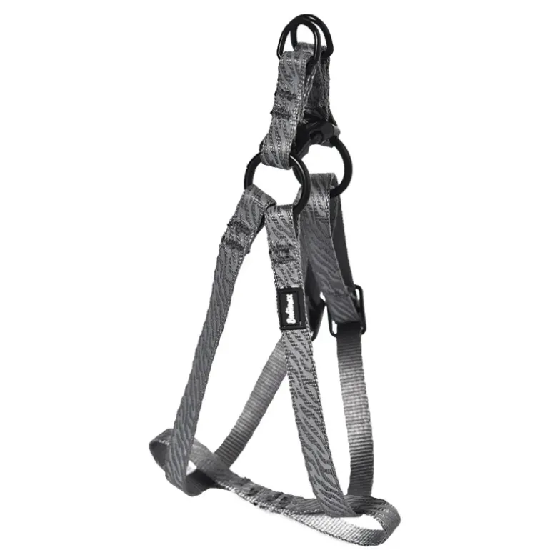 Harnais Réfléchissant Réglable en Nylon Gris - Ajustable 50-65 cm