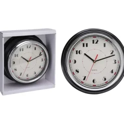 Horloge murale design noire et argent Ø30 cm avec cadran lisible