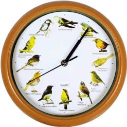 Horloge murale musicale 12 sons de oiseaux 24.5 cm