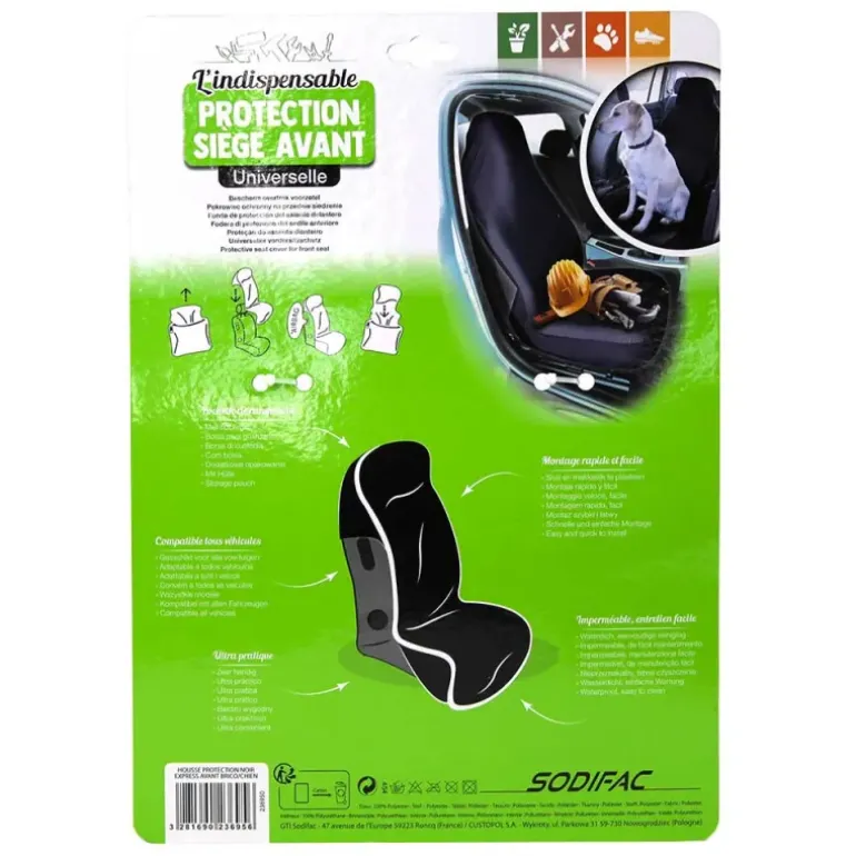 Housse siège avant universelle 100% imperméable rangement compact