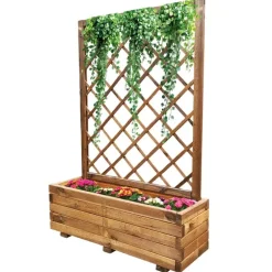 Jardinière bois autoclave classe 3 avec treillis 90x31x140cm