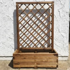 Jardinière bois autoclave classe 3 avec treillis 90x31x140cm