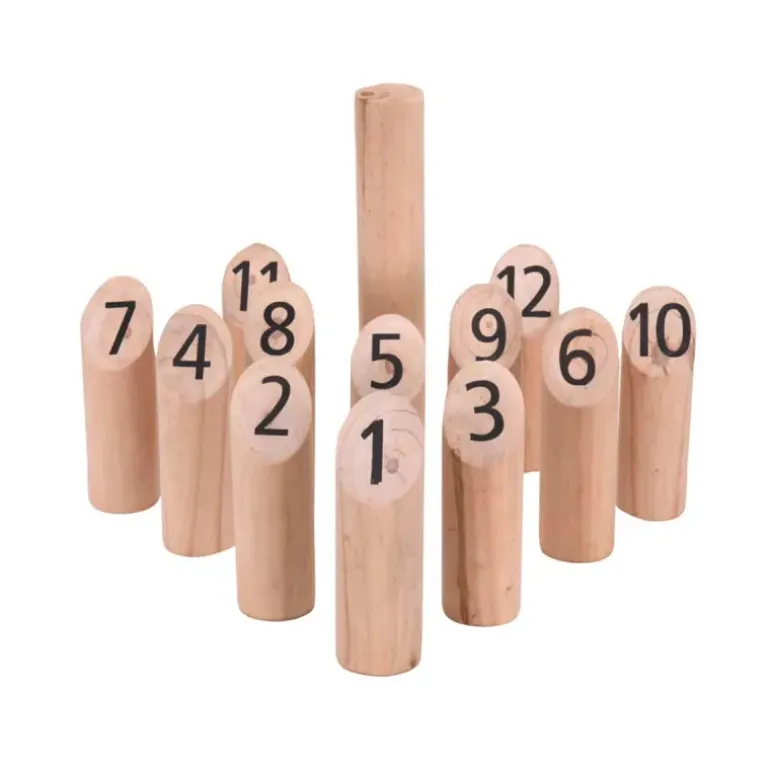 Jeu de Mölkky en Bois - Quilles Numérotées + Sac en Coton