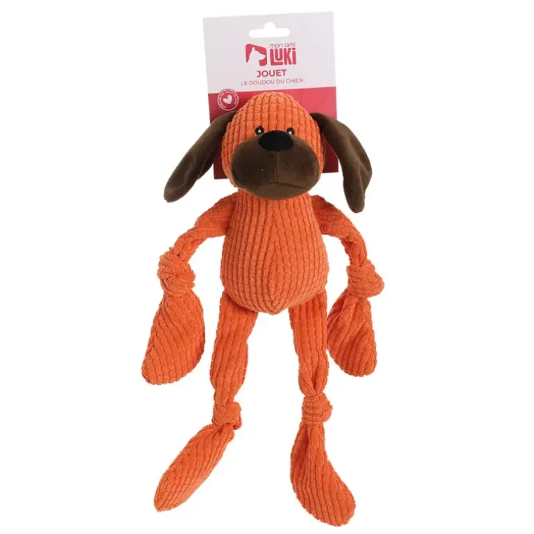 Jouet Peluche Velours pour Chien Orange 36cm