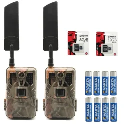 Kit 2 Caméras Détecteurs Live Camouflage + 16 Piles + 2 Cartes SD
