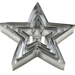 Kit 6 emporte-pièces étoiles Noël 3D inox 2-16cm H2,5cm