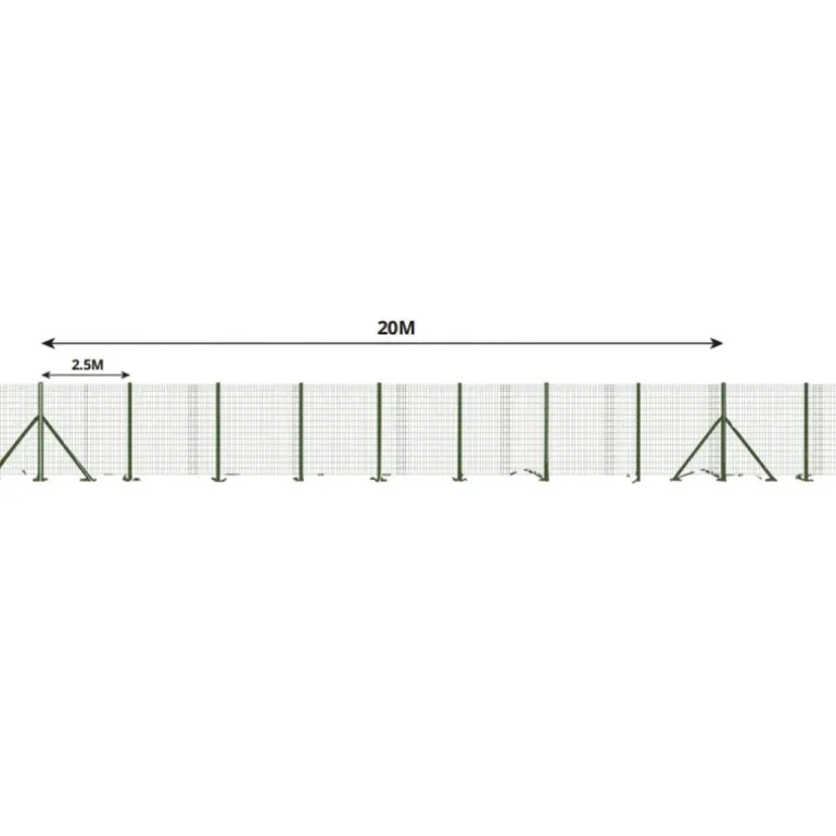 Kit complet clôture grillagée 20m - Hauteur 150cm avec piquets et accessoires