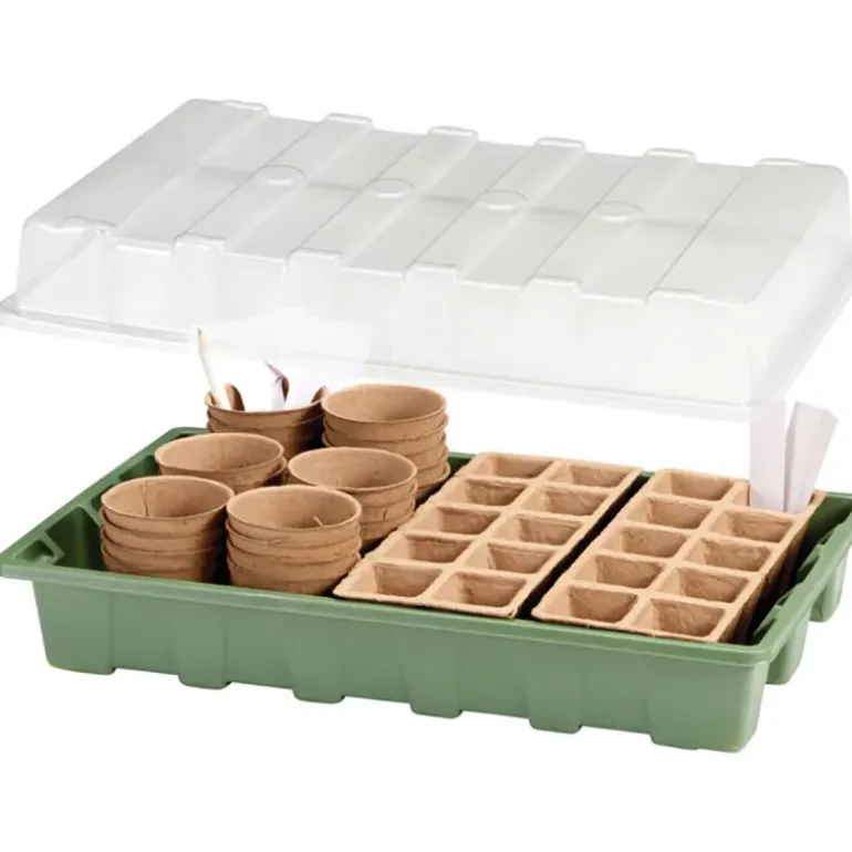 Kit de démarrage pour semis 67 pièces - Plateaux, pots et étiquettes inclus