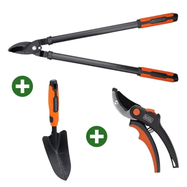 Kit Jardinage Black&Decker 3-en-1 : Transplantoir + 2 Sécateurs (20cm & 71cm)