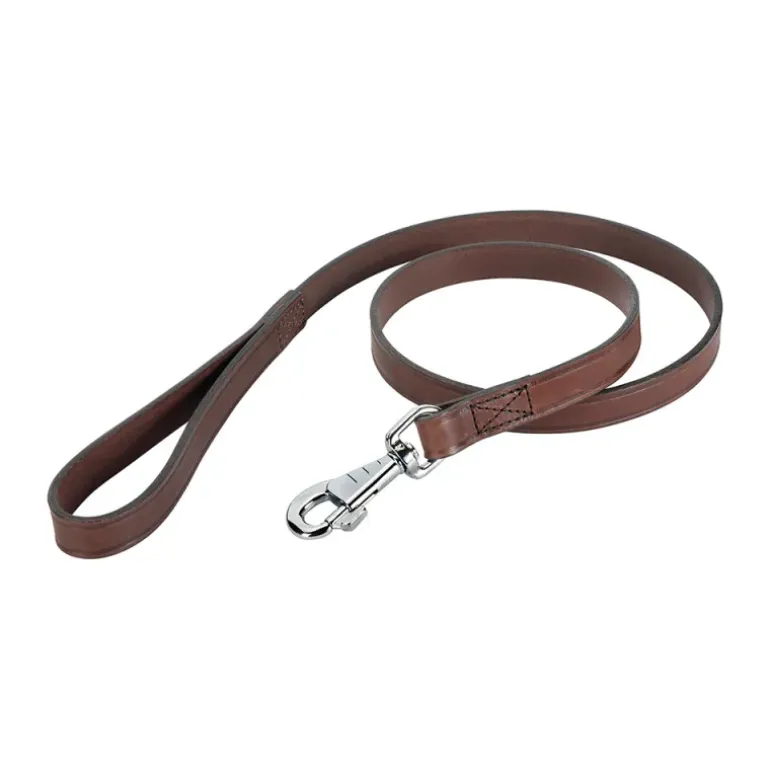 Laisse cuir double 120 cm marron