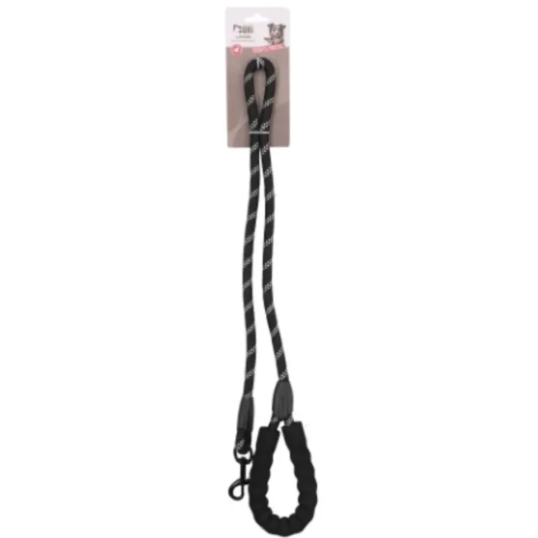 Laisse pour chien en nylon réfléchissante noire - 120 cm