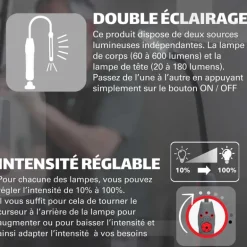 Lampe d'inspection LED flexible OBSERVER - 600 Lumens - USB-C - IP54