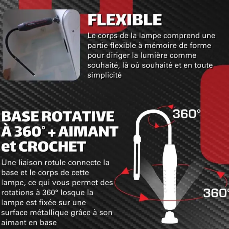 Lampe d'inspection LED flexible OBSERVER - 600 Lumens - USB-C - IP54