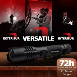 Lampe Torche Multifonction Observer Noire - 1200 Lumens