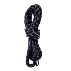 Longe réfléchissante en nylon 10m avec mousqueton de sécurité et poignée - Noir