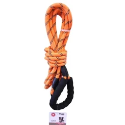 Longe réfléchissante orange nylon avec poignée et mousqueton