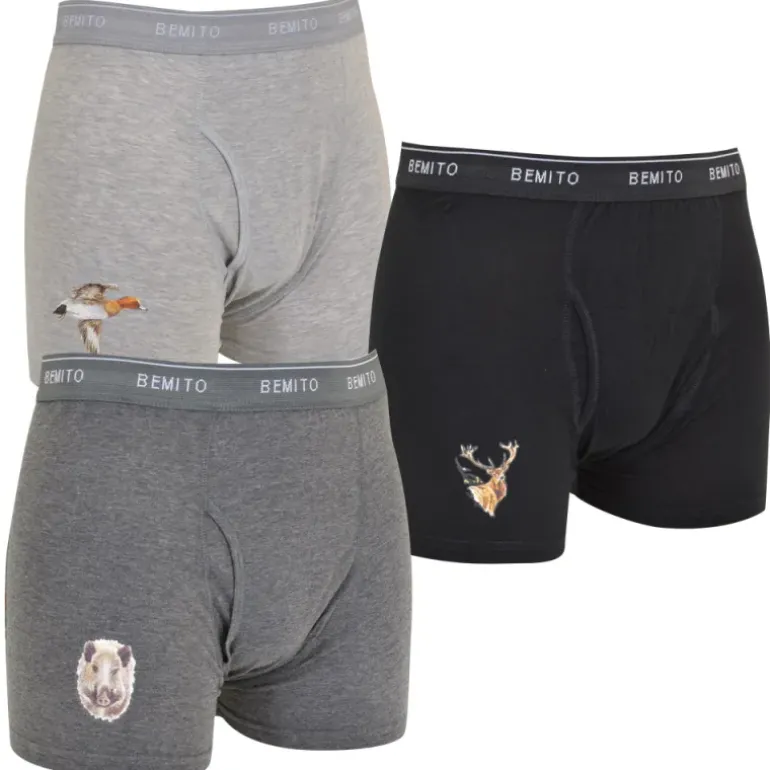 Lot 3 Boxers canard cerf sanglier élastique coton doublé M à 3XL