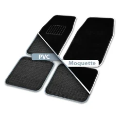 Lot 4 Tapis PVC/Moquette Imperméables Bi-matière
