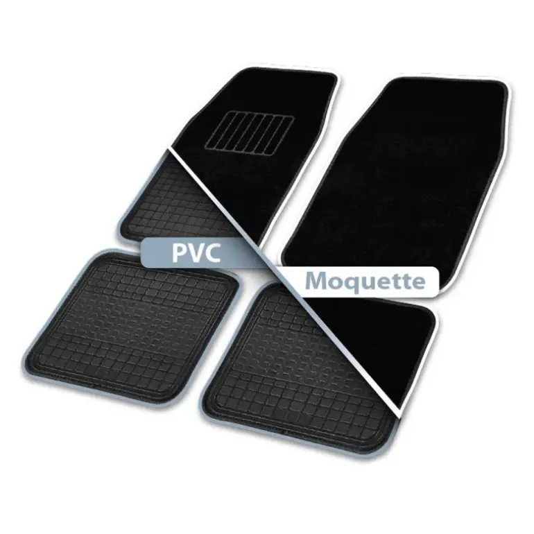 Lot 4 Tapis PVC/Moquette Imperméables Bi-matière