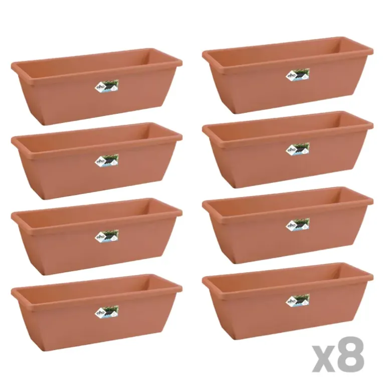 Lot de 8 Balconnières Elho® 70x16cm en terre cuite