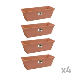 Lot de 4 Balconnières Elho® 50x16cm en plastique effet terre cuite
