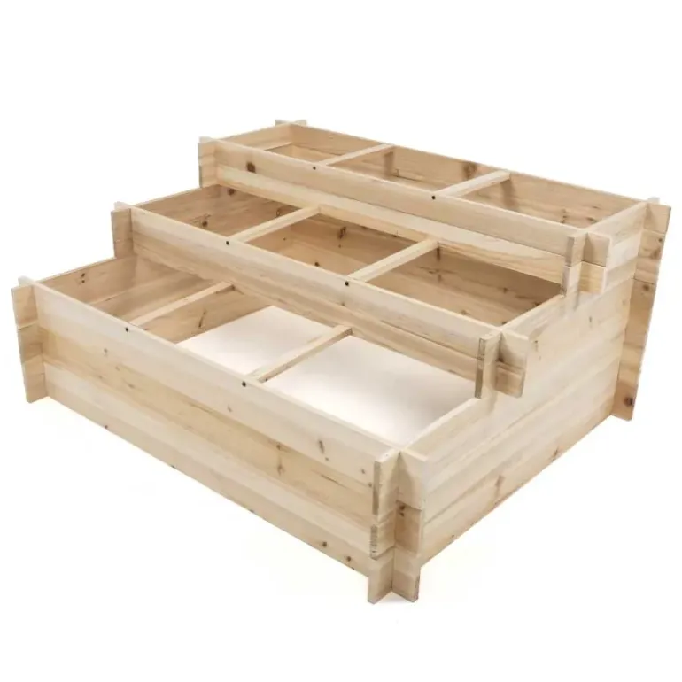 Lot de 3 carrés potager bois de sapin avec géotextile