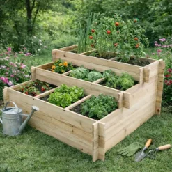 Lot de 3 carrés potager bois de sapin avec géotextile