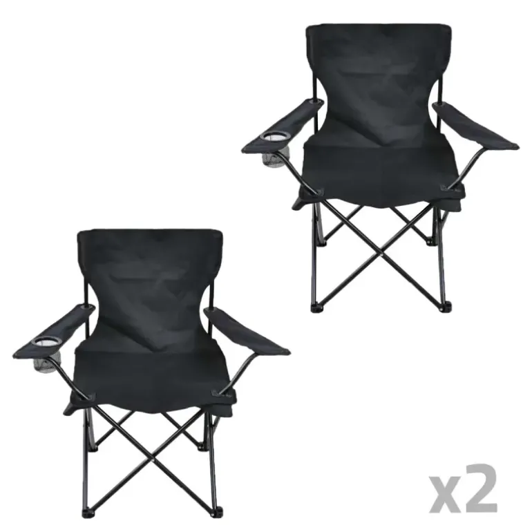 Lot de 2 Chaises Easy C2 pliable noire - Structure acier et polyester 600D