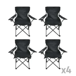 Lot de 4 Chaises Easy C2 pliable noire - Structure acier et polyester 600D