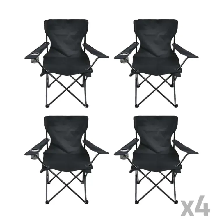 Lot de 4 Chaises Easy C2 pliable noire - Structure acier et polyester 600D