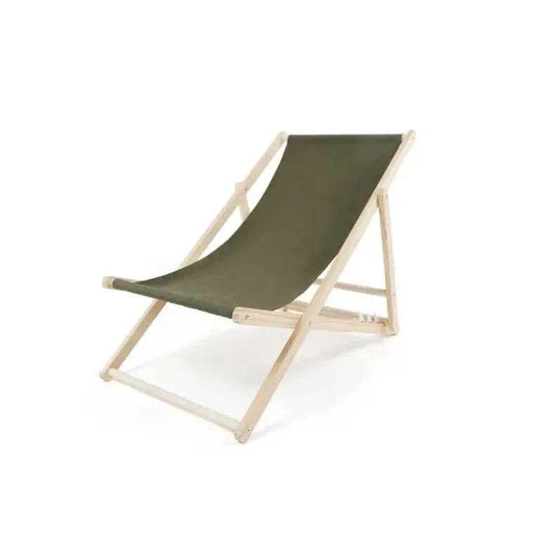 Lot de 2 Chiliennes en Bois de Pin et Toile Coton Kaki