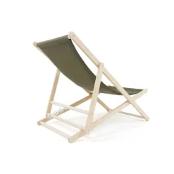 Lot de 2 Chiliennes en Bois de Pin et Toile Coton Kaki