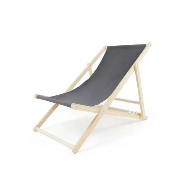 Lot de 2 Chiliennes en Toile de Coton Grise - Structure Bois de Pin